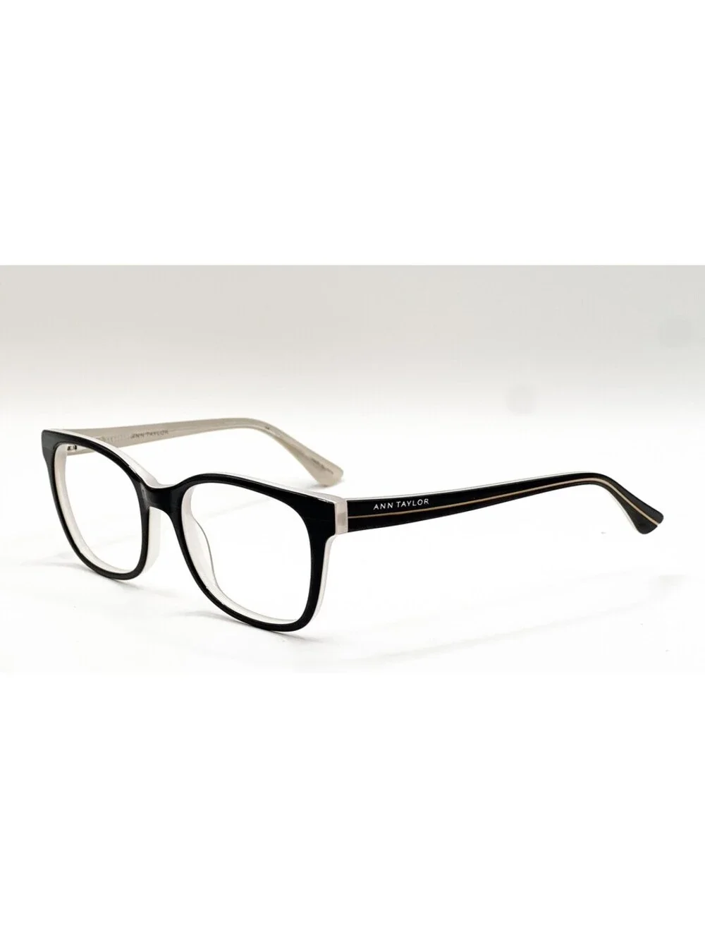 Ann Taylor AT323 C01 Black White Square Authentic Eyeglass Frames 51-18-132